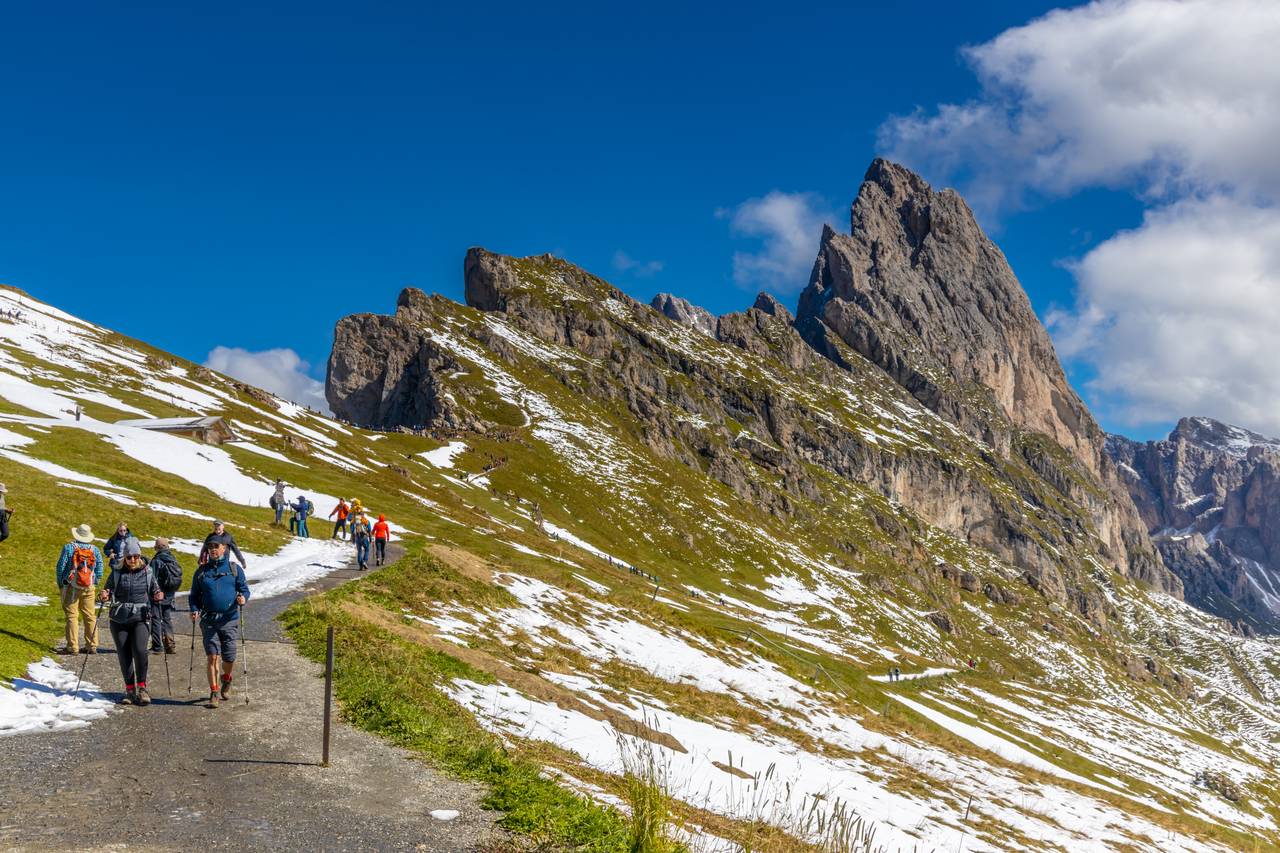 Mountains seen from the Dolomites Alps in Seceda, Italy. 